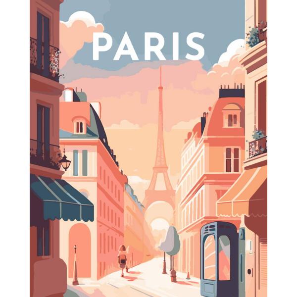 Peinture au numéro : Affiche Vintage Paris - sans châssis en bois - FiguredArt-FA10138