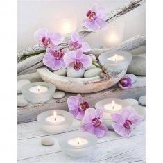 Diamond Painting Flowers and candles - already stretched on a wooden frame