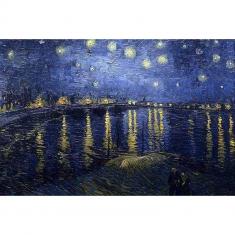 Broderie diamant : Van Gogh Nuit Etoilée sur le Rhone  - toile tendue sur chassis