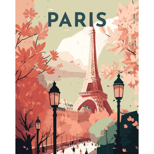 Peinture au numéro : Affiche Vintage Paris 2 - sans châssis en bois - FiguredArt-FA10139