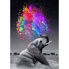 Diamond Painting Elefant und Farben - auf Keilrahmen gespannt