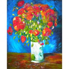 Broderie diamant : Vase avec coquelicots - Van Gogh  - toile tendue sur chassis