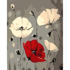 Paint by numbers Red and White Flowers - without frame