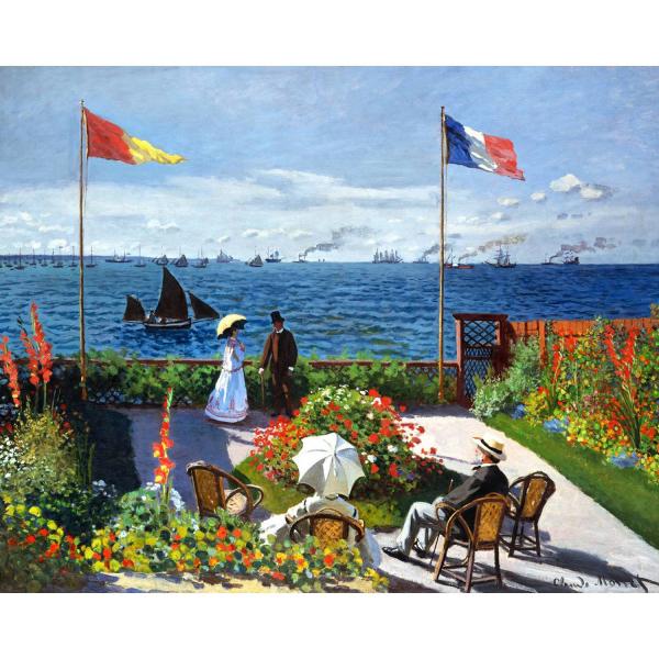 Broderie diamant : La terrasse à Sainte-Adresse - Monet  - toile tendue sur chassis - FiguredArt-DP-FA10109-Y