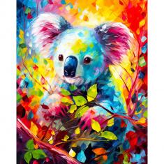 Diamond Painting Colorful Abstract Wildlife - Koala - already stretched on a wooden frame