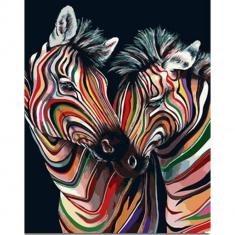 Malen nach Zahlen Buntes Zebrapaar - ohne Keilrahmen