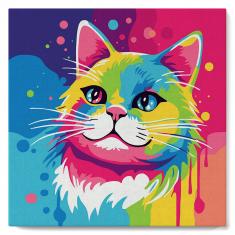 Mini Paint by numbers Cat Abstract Pop Art - already stretched on a wooden frame