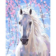 Paint by numbers White Horse And Flowers - without frame
