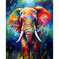 Diamond Painting Colorful Abstract Wildlife - Elephant - already stretched on a wooden frame