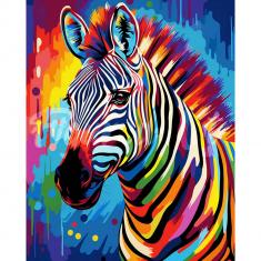 Diamond Painting Colorful Abstract Wildlife - Zebra - already stretched on a wooden frame