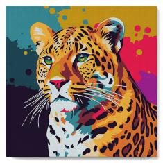 Mini Paint by numbers Leopard Abstract Pop Art - already stretched on a wooden frame