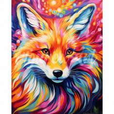 Diamond Painting Colorful Abstract Wildlife - Fox - already stretched on a wooden frame