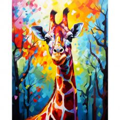 Diamond Painting Colorful Abstract Wildlife - Giraffe - already stretched on a wooden frame