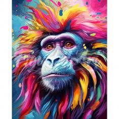 Diamond Painting Colorful Abstract Wildlife - Baboon - already stretched on a wooden frame