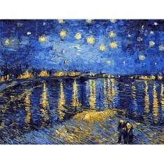 Peinture au numéro : Van Gogh Nuit Etoilée sur le Rhone - toile tendue sur châssis