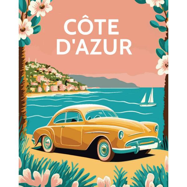 Peinture au numéro : Affiche Vintage Côte d'Azur - sans châssis en bois - FiguredArt-FA10132