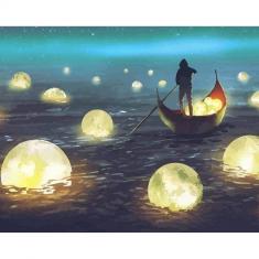 Peinture au numéro : Lumières sur le Lac - toile tendue sur châssis