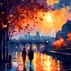 Mini Diamond Painting DP-SFA181 Romantic Night 25x25 round diamond rolled canvas - without frame