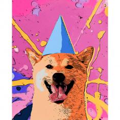 Diamond Painting Happy Dog Pop Art - already stretched on a wooden frame