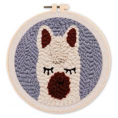 Punch Needle Kit - Little Llama - with circular frame