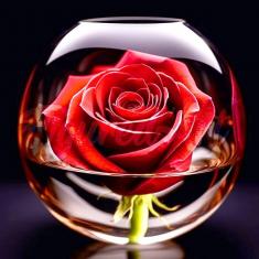 Mini Diamond Painting DP-SFA187 Red Rose in the Glass 25x25 round diamond rolled canvas - without fr