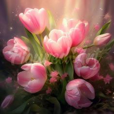 Mini Diamond Painting Hübsche Rosa Tulpen - ohne Keilrahmen