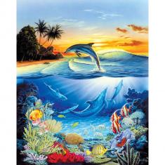 Paint by numbers Dolphins in the lagoon - without frame