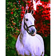 Paint by numbers White Horse with Red Tree - without frame