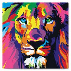 Mini Paint by numbers Lion Pop Art - already stretched on a wooden frame