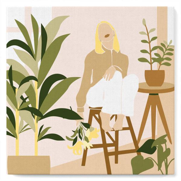 Mini peinture au numéro : Femme et Bouquet  - toile tendue sur chassis - FiguredArt-SFA026-Y