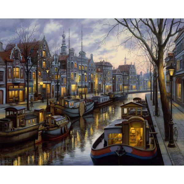Peinture au numéro : Vie sur le canal - sans châssis en bois - FiguredArt-FA10062