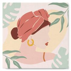 Mini Paint by numbers Abstract Woman in Blush Red Turban - already stretched on a wooden frame