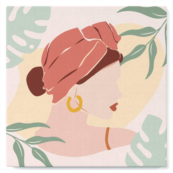 Mini peinture au numéro : Femme au Turban de profil  - toile tendue sur chassis - FiguredArt-SFA017-Y
