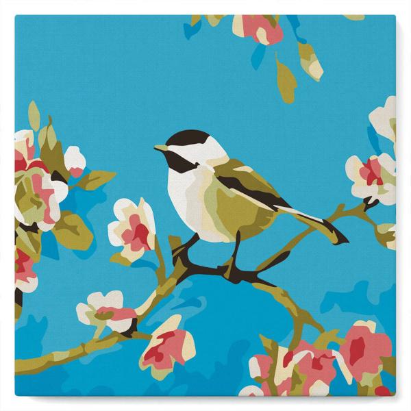 Mini peinture au numéro : Oiseau et Papillon  - toile tendue sur chassis - FiguredArt-SFA068-Y