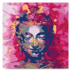 Mini Paint by numbers Painted Buddha - already stretched on a wooden frame