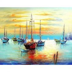 Paint by numbers Sailboats at the Port - already stretched on a wooden frame