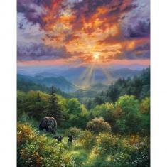 Paint by numbers Bear and Sunset - already stretched on a wooden frame