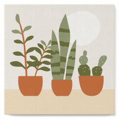 Mini Paint by numbers Three plant pots - already stretched on a wooden frame