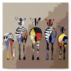Mini Paint by numbers Zebras Back - already stretched on a wooden frame