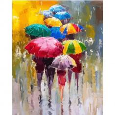 Peinture au numéro : Farandoles de parapluie - toile tendue sur châssis
