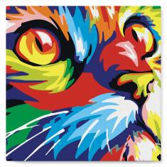 Mini peinture au numéro : Félin Pop Art  - toile tendue sur chassis