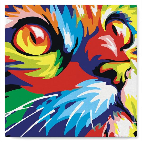 Mini peinture au numéro : Félin Pop Art  - toile tendue sur chassis - FiguredArt-SFA084-Y