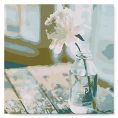 Mini Paint by numbers White Flower - already stretched on a wooden frame