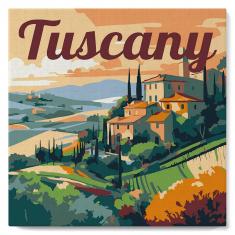 Mini Paint by numbers Travel Poster Tuscany Summer - already stretched on a wooden frame