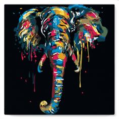 Mini Paint by numbers Elephant Painting - already stretched on a wooden frame