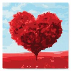Mini Paint by numbers Tree with Heart Shape - already stretched on a wooden frame