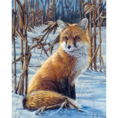 Peinture au numéro : Renard dans la neige - toile tendue sur châssis