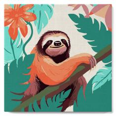 Mini Paint by numbers Tropical Sloth - already stretched on a wooden frame