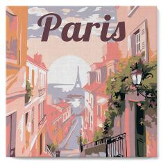 Mini Paint by numbers Travel Poster Paris - already stretched on a wooden frame