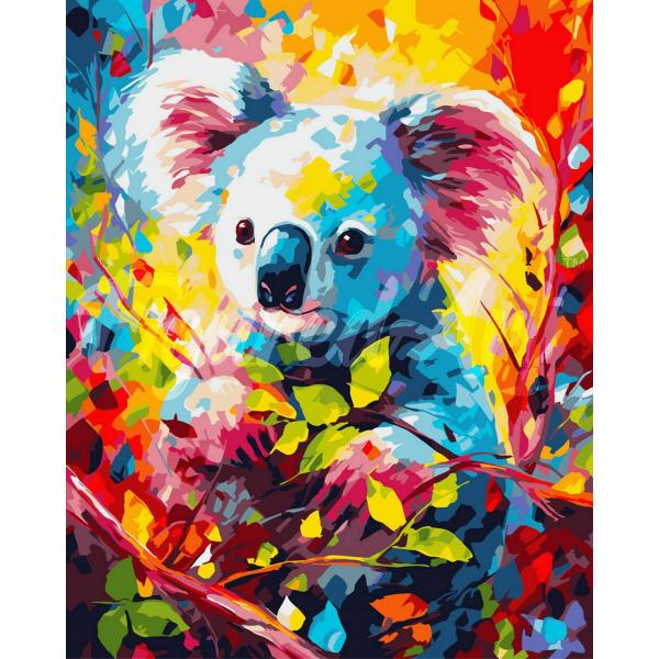 Peinture au numéro : Koala Coloré Abstrait - toile tendue sur châssis - FiguredArt-FA10201-Y